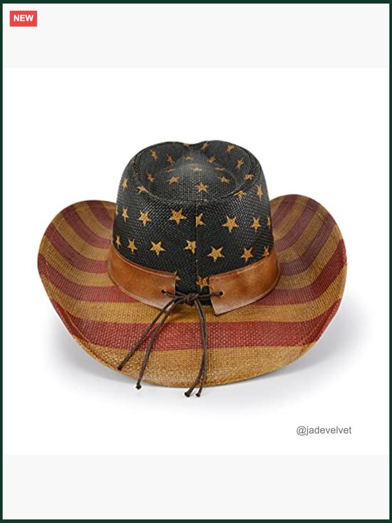 Patriotic Cowboy Hat with Shapable Brim for Women